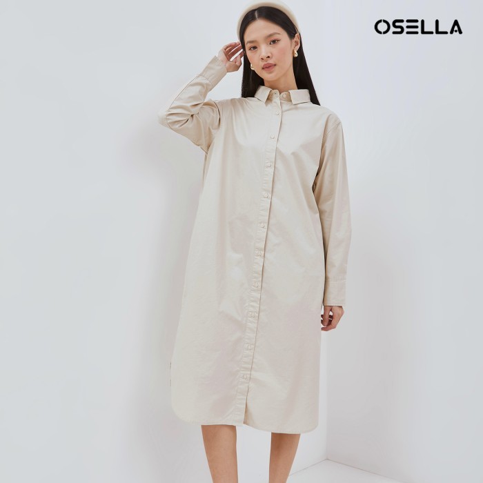 Osella Ivy Midi Dress With Collar 21575005 | Dress Lebaran Wanita Lengan Panjang