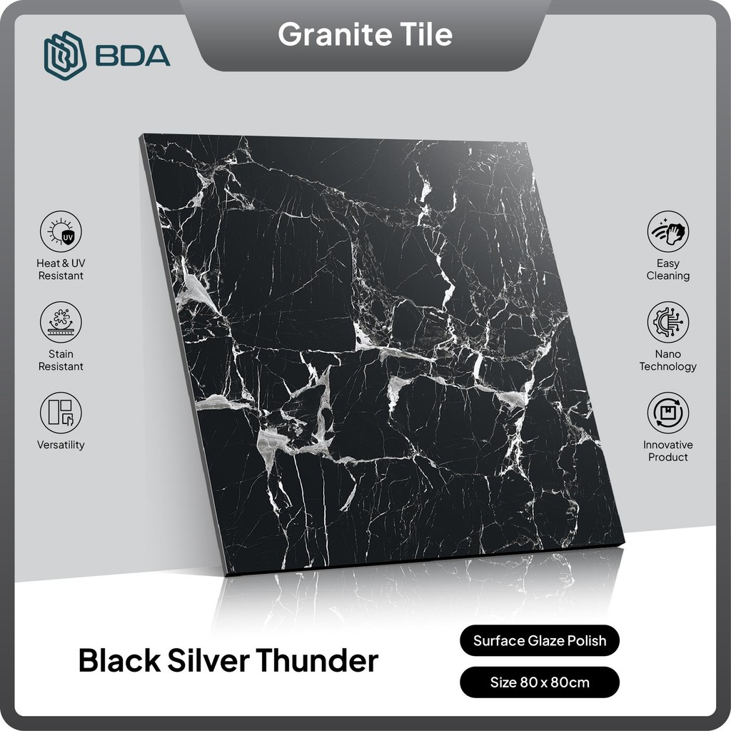 BDA Granite Tile Granit 80x80 Keramik 80x80 Keramik Lantai 80x80 Keramik Dinding Dasar Hitam Black S
