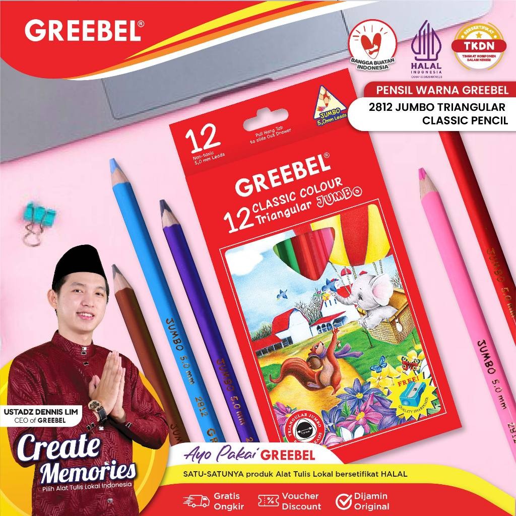 

Greebel Pensil Warna Pensil Warna 12 Warna Panjang / Greebel 2812 Triangular