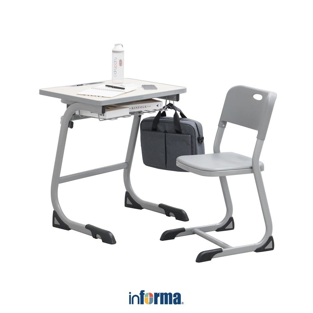 Informa Jacob Set Meja & Kursi Sekolah - Abu-Abu Set Furniture Sekolah School Desk And Chair Meja Be