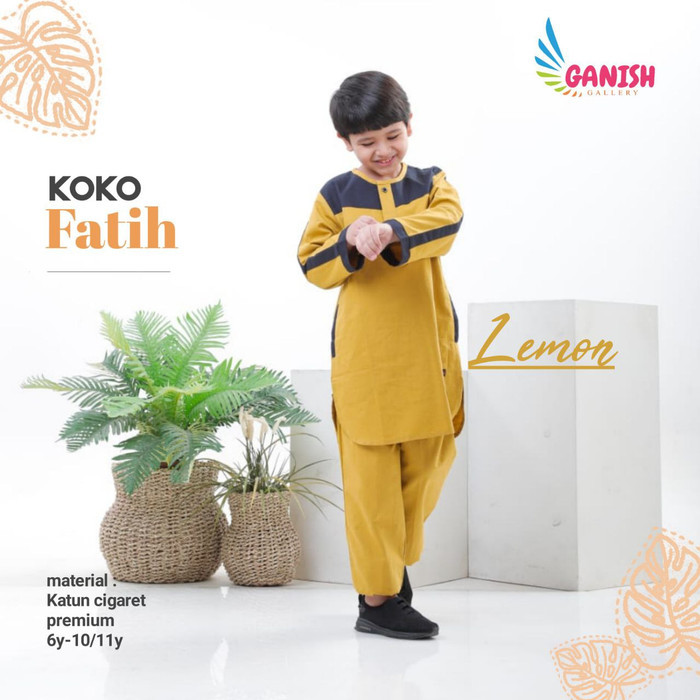 [[Ramadhan Sale]] Baju koko anak terbaru baju Muslim anak laki warna putih katun premium - LEMON, 4