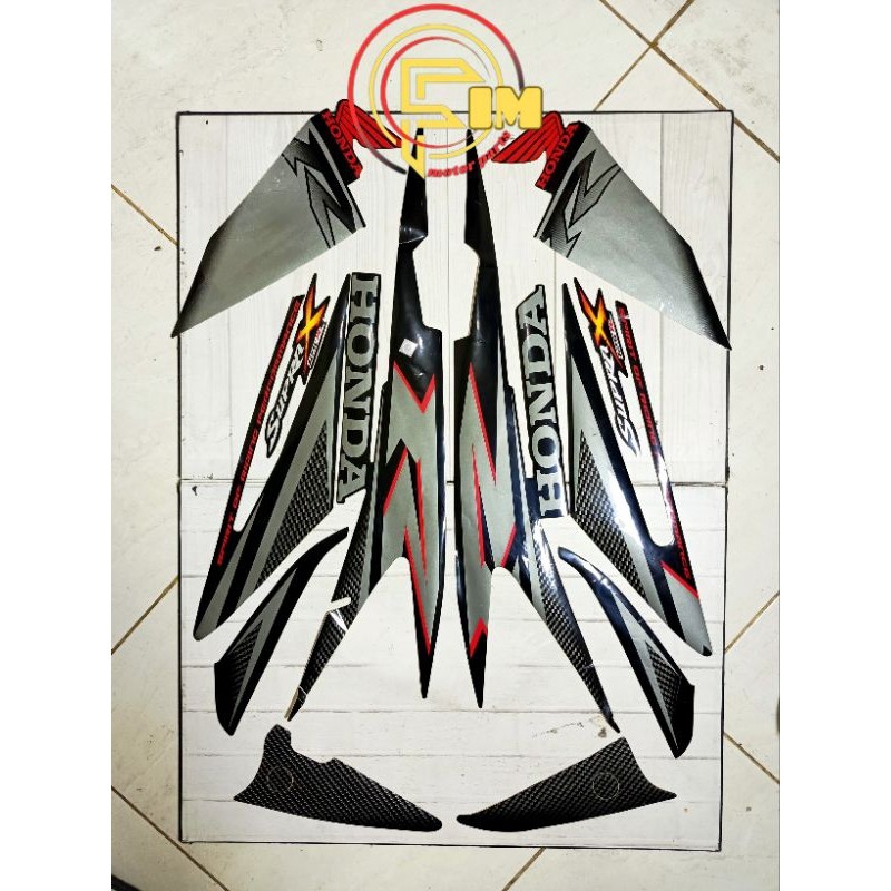 Sticker Striping Lis Body Motor Supra X 125 2007 Hitam Full Semotor