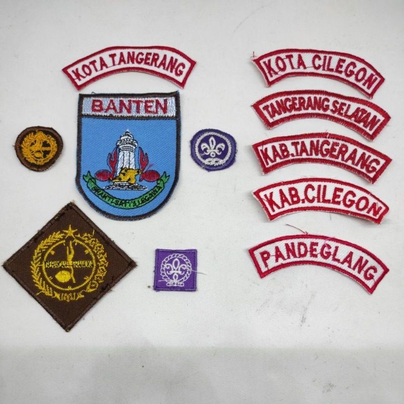 Bordir logo atribut pramuka BANTEN 1 set, TANGSEL, PANDEGLANG, KAB. TANGERANG, KOTA CILEGON, KOTA TA
