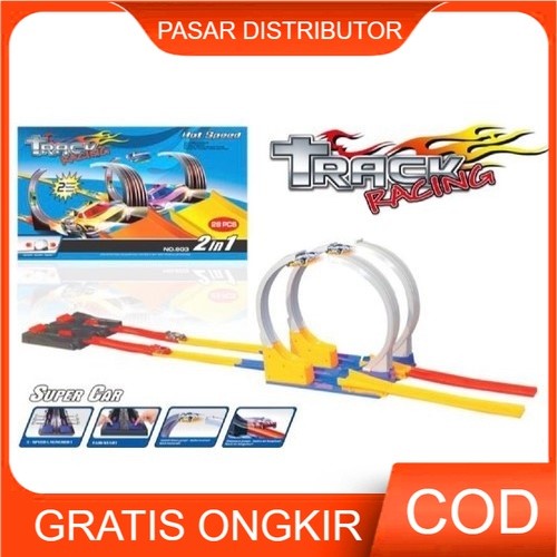 AG42WC Track Racing Mainan Anak Track 2 Jalur Lintasan balap Diecast Mobil mobilan hotwheel