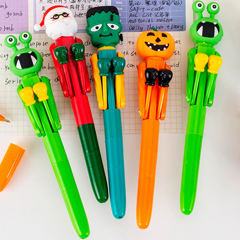 

Cartoon Cute Boxing Ballpoint Pen Funny Creative Pumpkin Monster Santa Claus Decompression Pens Student Stationery Gifts