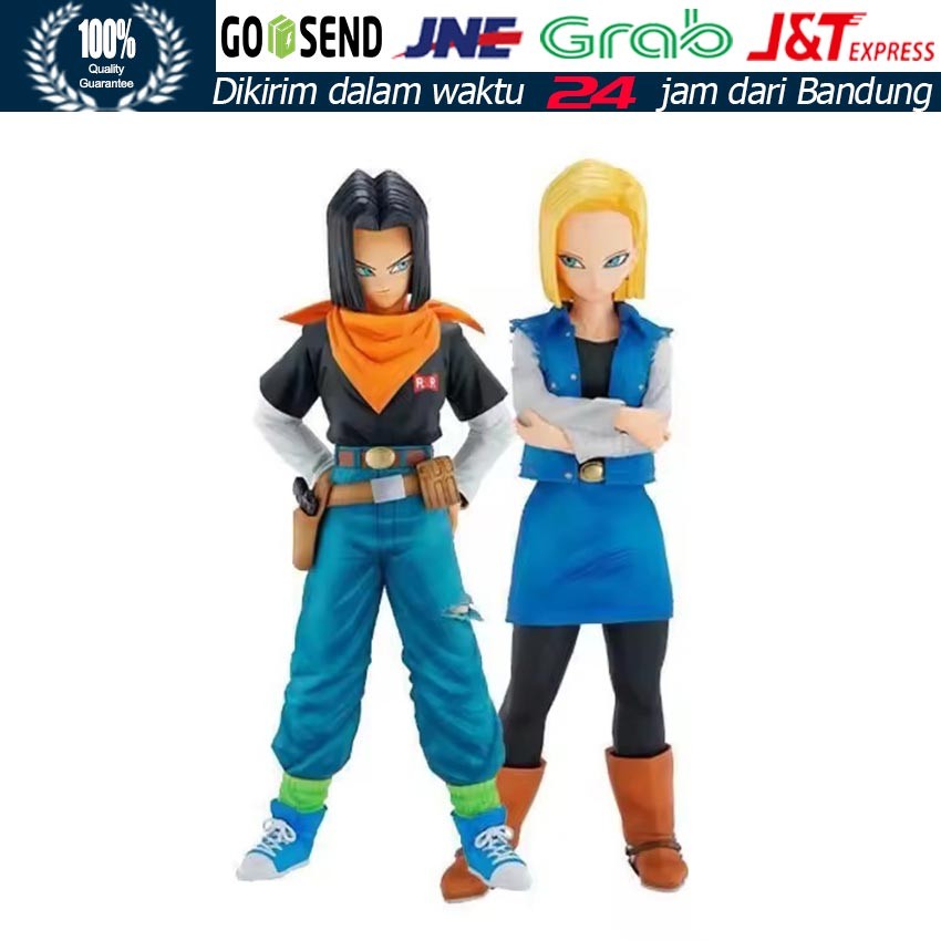 Figure Koleksi Dragon Ball Android 17 & 18 / Action Figure 24CM dengan Detil Rambut Kuning & Hitam