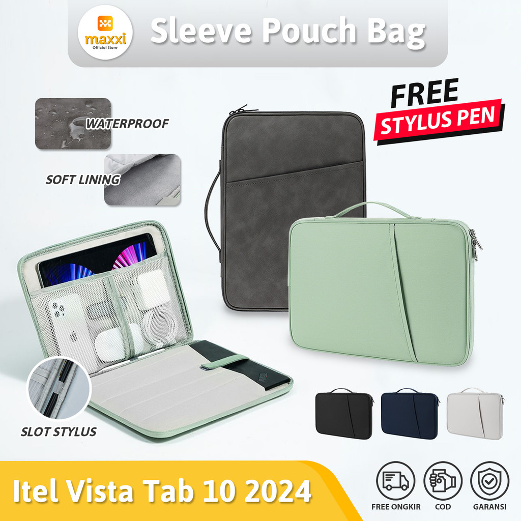 Itel Vista Tab 10 2024 VistaTab 10" Inch WiFi 4G LTE Soft Sleeve Multifungsi Tas Tablet PC Pouch Cov