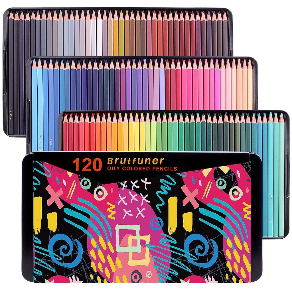 

Brutfuner 120 Colors Square Barrels Pastel Colored Pencil Oily Drawing Pencils Tin Box For Sketch Students Art Set Gift Supplies