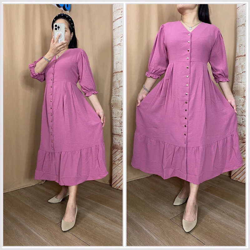 Feli Dress Jumbio Crinkle Airflow Premium Import Dress jumbo wanita