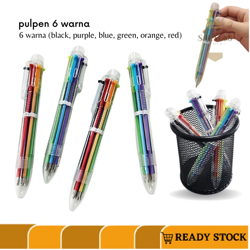 

SM88 -E412- Pulpen 6 Warna - Pulpen 6 Warna Transparan Pena Ballpont Pen Six-in-One Color