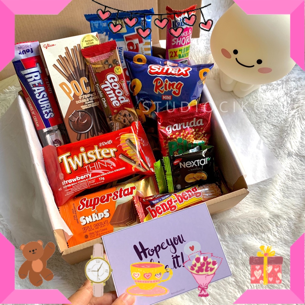 

HAMPERS BAYI ANAK MUDA REMAJA PACAR ISTRI BIKIN ROMANTIS ANNIVERSERY/ Hampers Snack Box Kado Ulang Tahun Cewek Cowok Hadiah Lebaran Natal Tahun Baru / ULTAH LAHIRAN WISUDA JADIAN