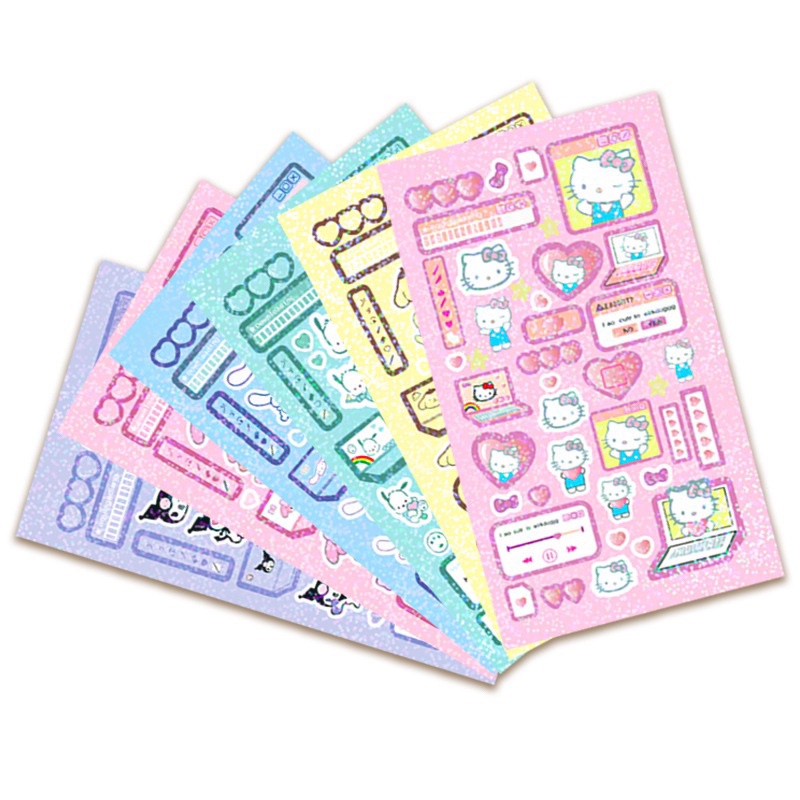 

1A. Stiker Sanrio Glitter Murah PerLembaran - Stiker Lucu DIY Keychain