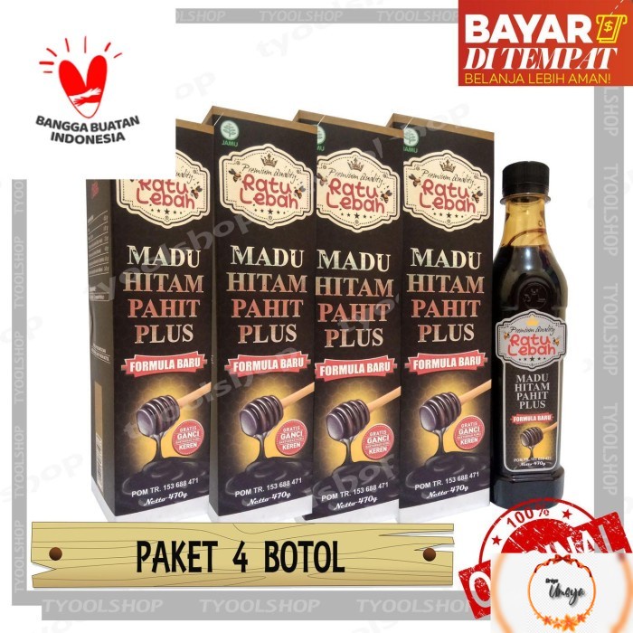 

[ PAKET 4 PCS ] Ratu Lebah Original - Madu Hitam Pahit Propolis 470gr