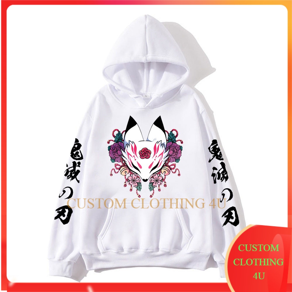 WARNA WARNI TRENDY MOTIF SPORTY /Kitsune Demon Slayer Mask Hoodie / Kitsune Mask Maison Cosplay Jake