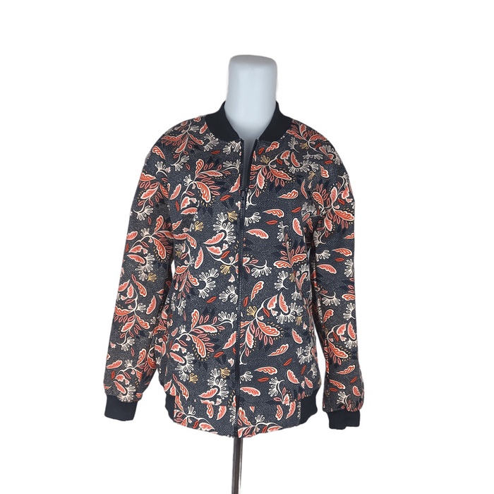 [Best Seller] Jaket bomber pria wanita motif batik - Hitam, M