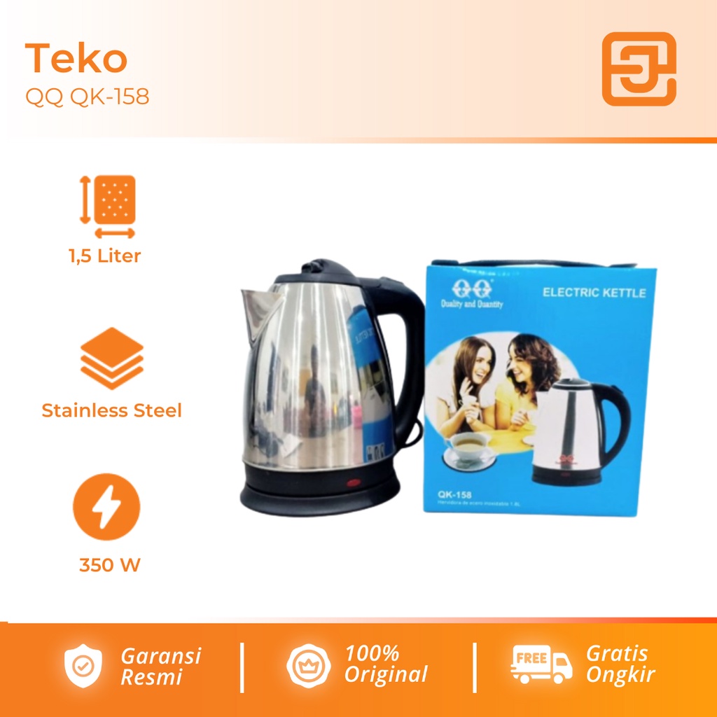 QQ electric kettle/teko 1,5L stainless QK 158