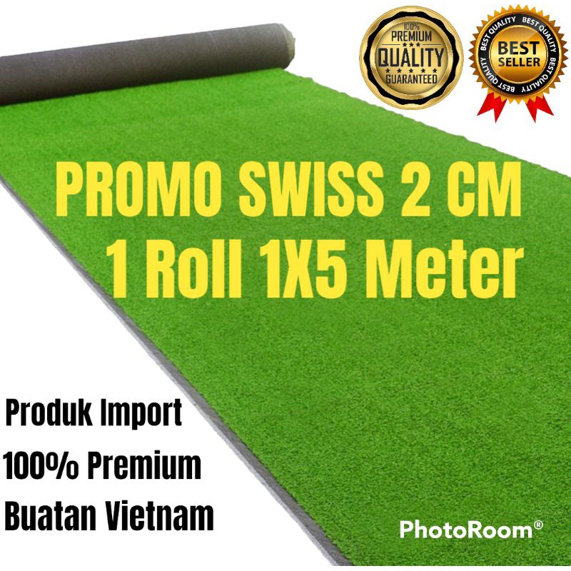 KARPET RUMPUT SINTETIS 1 ROLL 1X5 METER TIPE SWISS TEBAL 2 CM