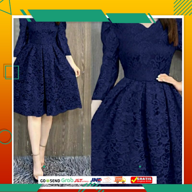 DRESS GAUN PESTA MODEL BARU /Dress middi lengan panjang ~ Dress Pesta Brukat modern ~ Dress simple m