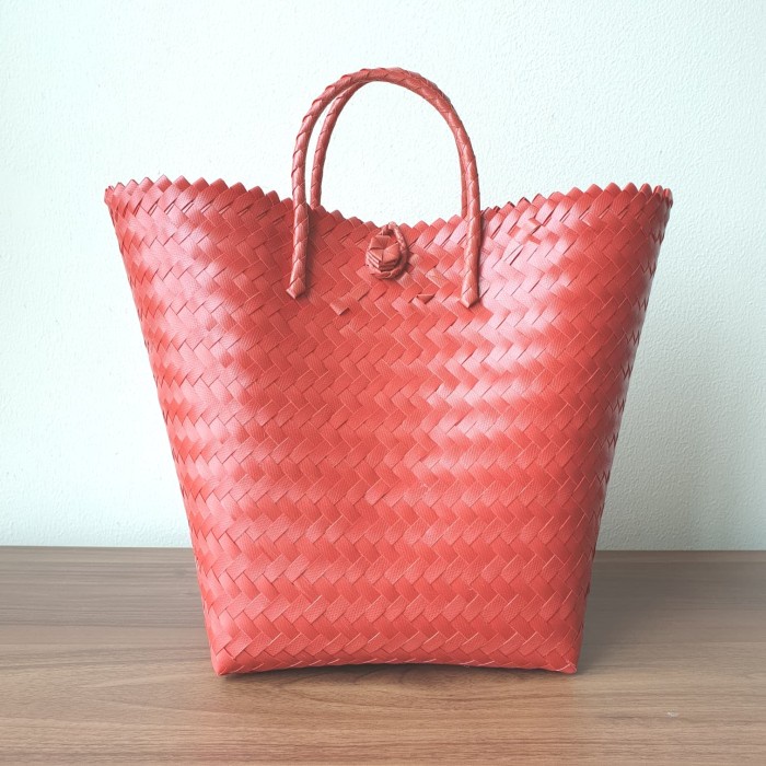 Kana Bag Polos - Tas Belanja Anyaman, Tas Parcel, Tas Hampers Parsel - Merah