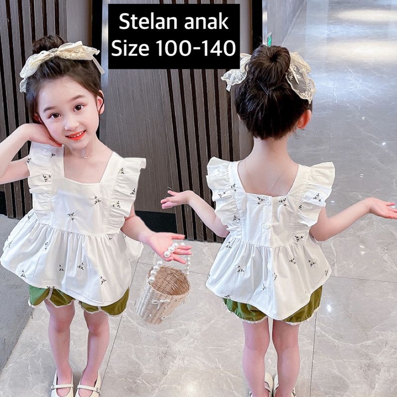 (LOLI-JKT) BS-425 SET ANAK CEWEK HTPAND HIJAU SIZE 100-140