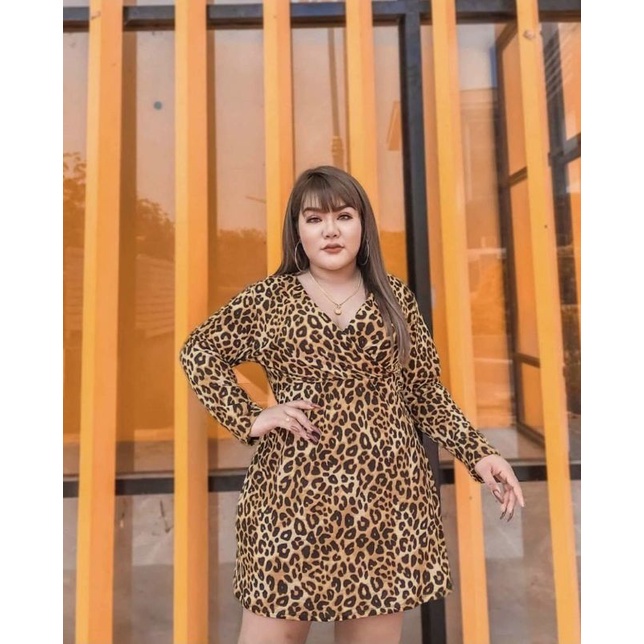 1429 kimono dress leopard jumbo/ dress Oversize wanita gl