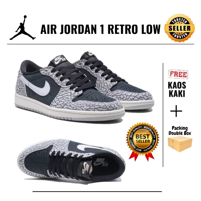 Jordan 1 low OG black cement black white grey