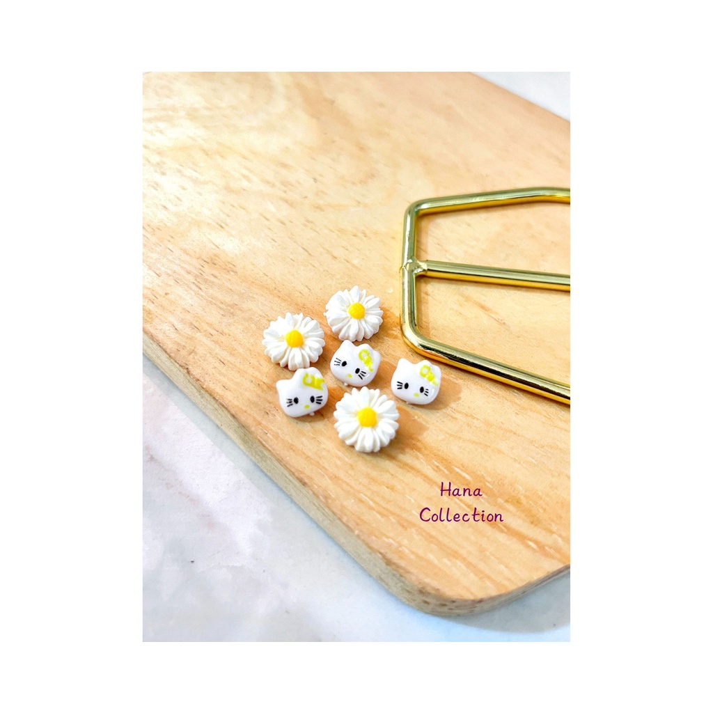 (HANA) 10pcs  Resin Clay Untuk Cincin Daisy Hello Kitty Mix Siap Pakai
