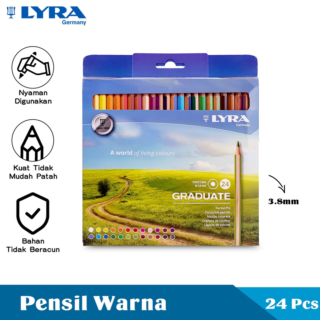 

LYRA Graduate Cardboard 3.8mm Pensil Warna Colour Pencil Gambar Berkualitas LYR-2871241