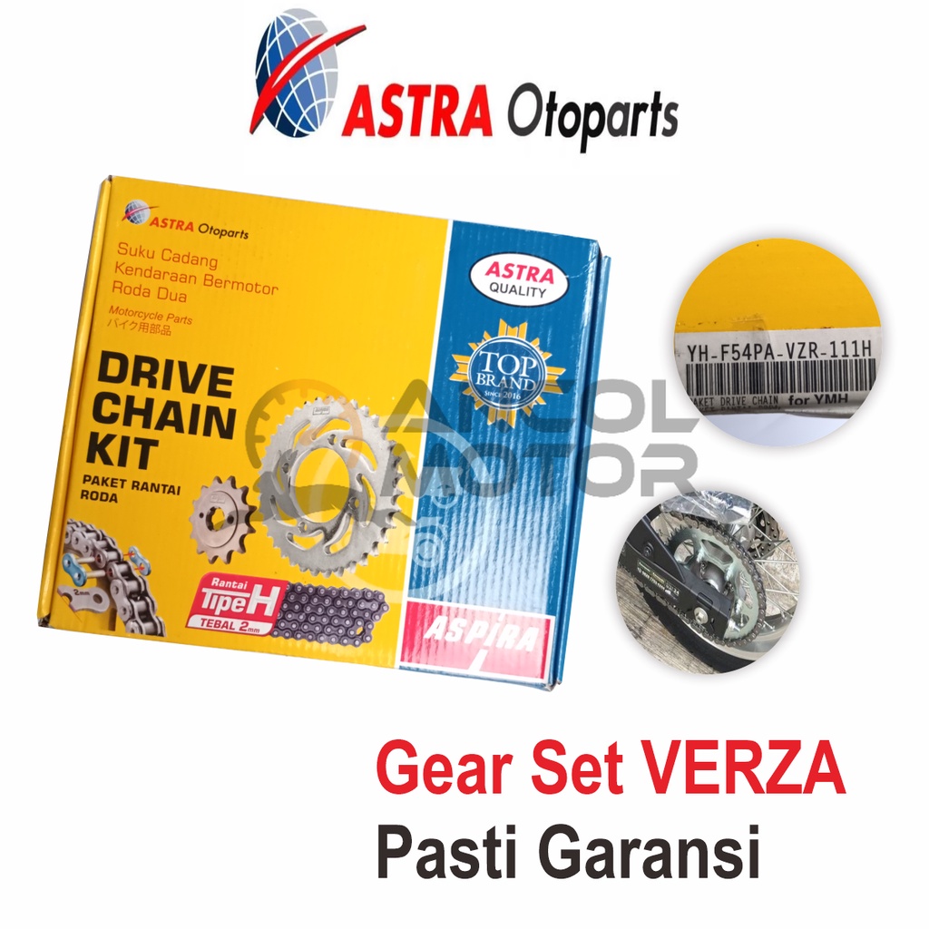Aspira Gear Set Honda Verza Rantai Komplit Chain Kit  Depan Belakang
