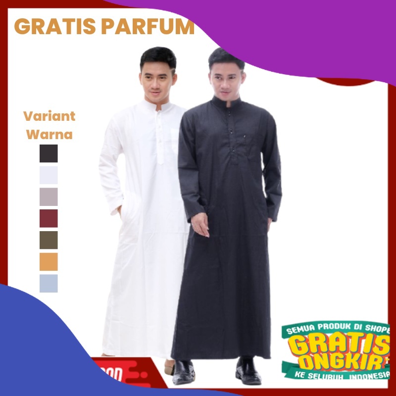 COD Baju Jubah Gamis Koko Pria Haramain Syirkuh Fashion Pakaian Muslim Pria Dewasa Terbaru Kekinian/ Kuaitas bagus