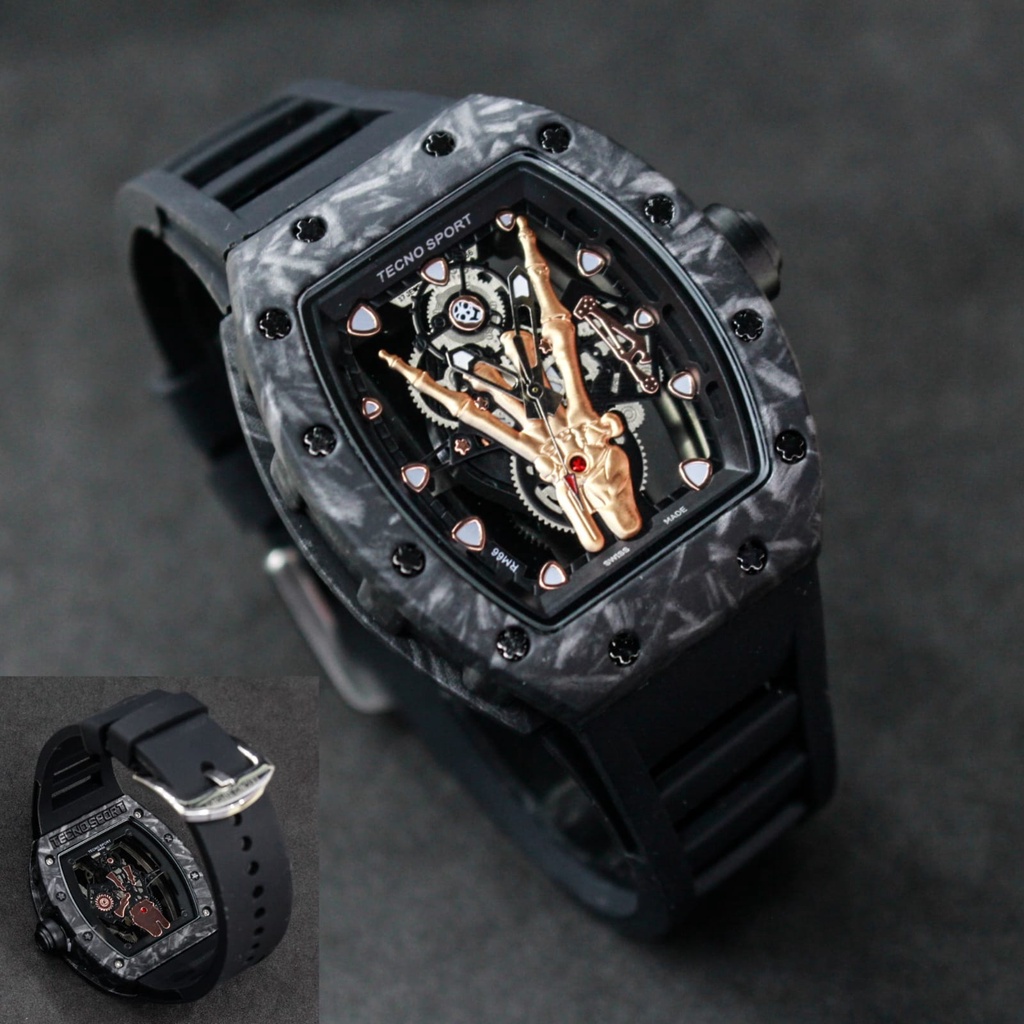 Jam Tangan Pria Analog Sport Model RM 66 TECNO SPORT Original Strap Rubber Silicone Jam Tangan Analo