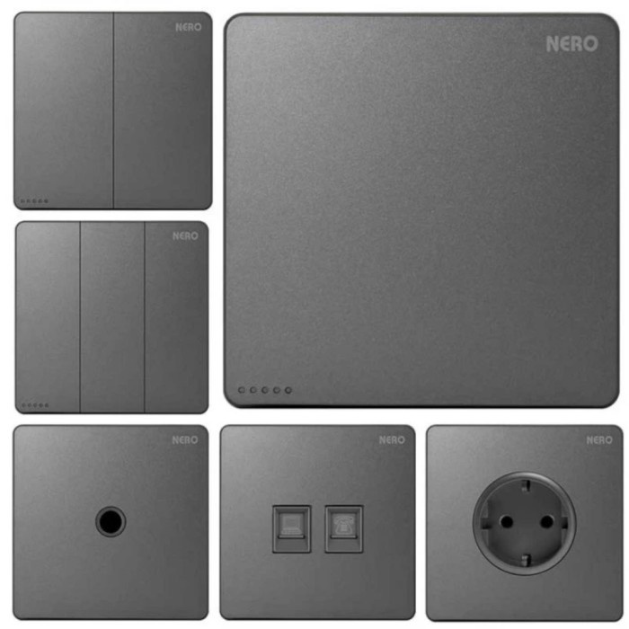 Nero Casa x2 Series Saklar Single Hotel Double Seri Stop Kontak Grey