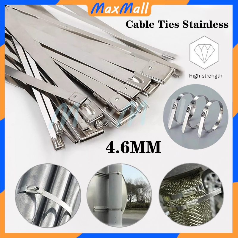 

50 Buah/Tas Kabel Tis Stainless Cable Ties Stainless Cable Knalpot Klem Wrap Exhaust Motor Mobil