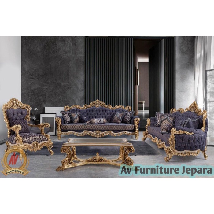 Kursi sofa Ruang tamu 1set mewah ukiran Jepara Model Clasik