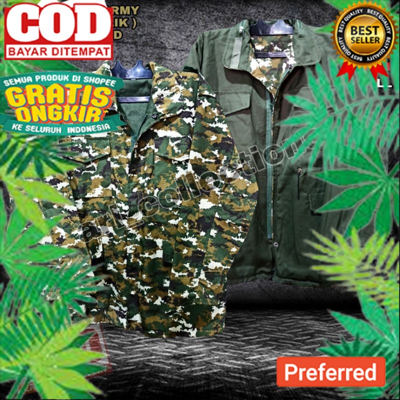 JAKET BB (BULAK BALIK) LORENG KOSTRAD/LINUD/JAKET PARKA ARMY// ANAK DEWASA REMAJA JAKET EKREN JAKET 