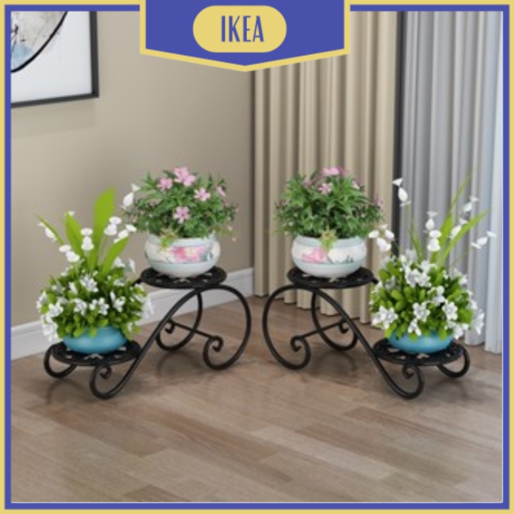 IKEA Rak Bunga Besi 2 Susun Rak Tanaman Standing Pot Murah