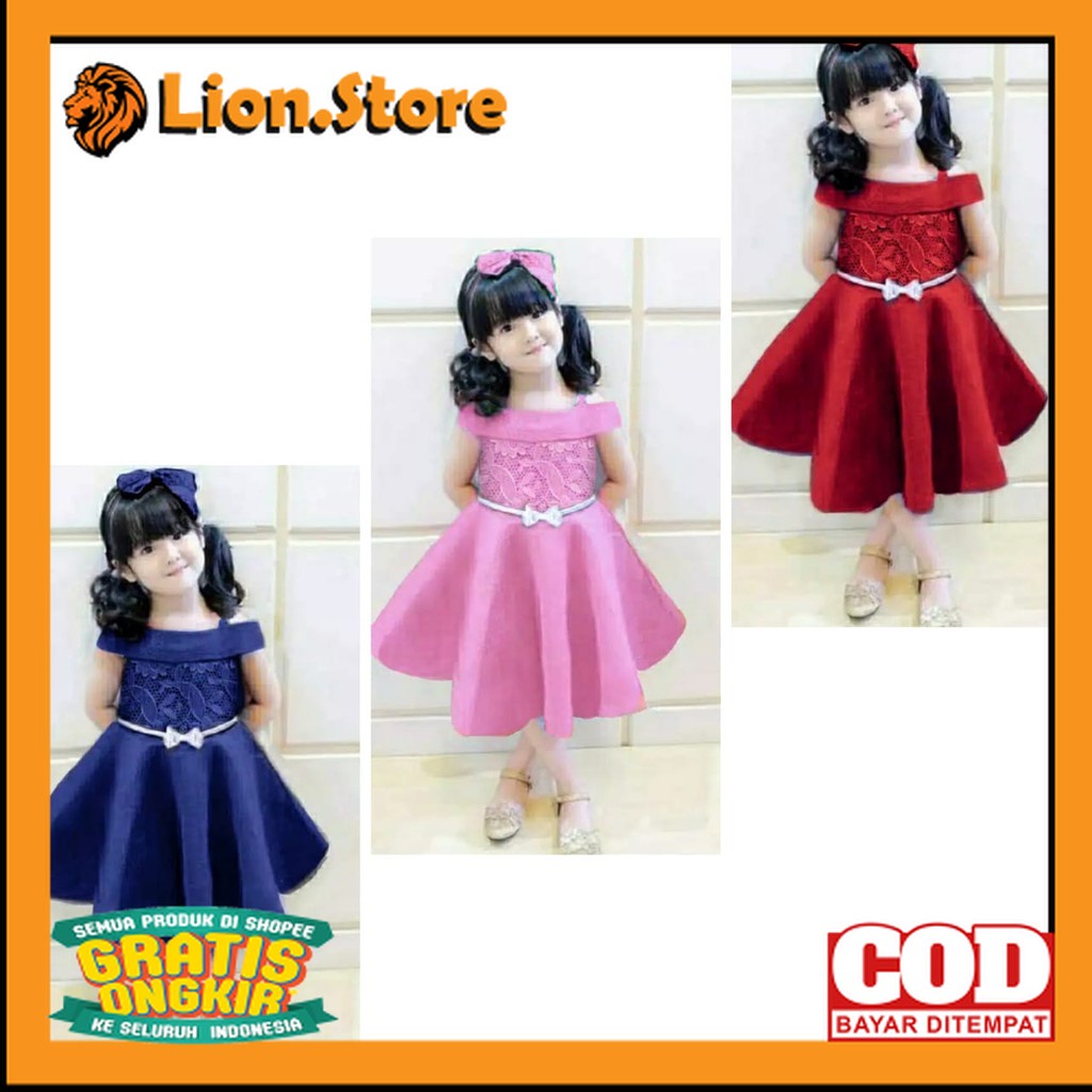 Baju Gaun Anak Perempuan Dress Pesta Ulang Tahun Anak Cewek Brukat Pakaian Anak Fashion Korea SESILY