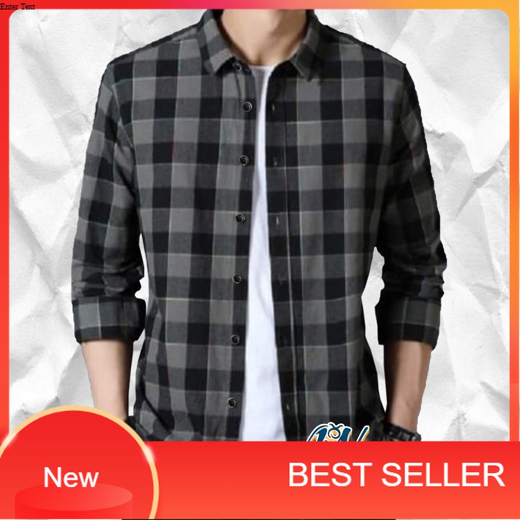 Kemeja Flanel Pria Lengan Panjang Kemeja Pria Kotak Kotak/distro biru pink oren