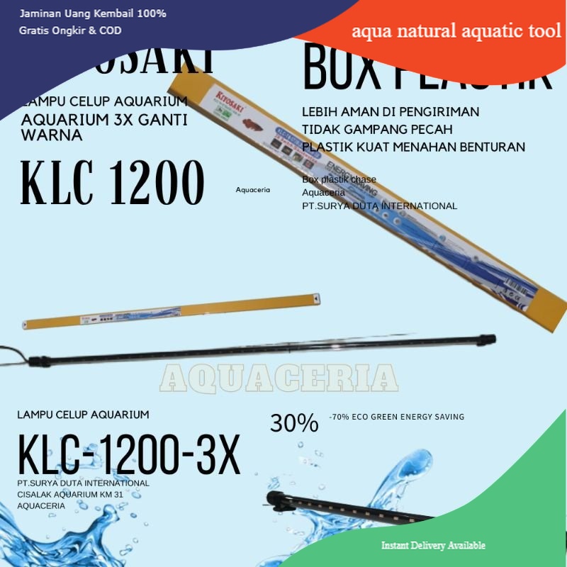 Lampu celup aquarium 1,2 meter KIYOSAKI KLC 1200 3X ganti warna lampu Led aquarium -Plastik BOX