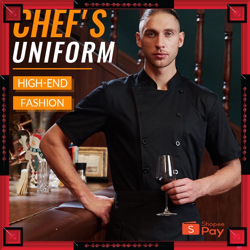 12.12 SERAGAM SALE / Baju Chef  pria baju koki  wanita pria chef jaket  Unisex Pria Wanit baju kitch