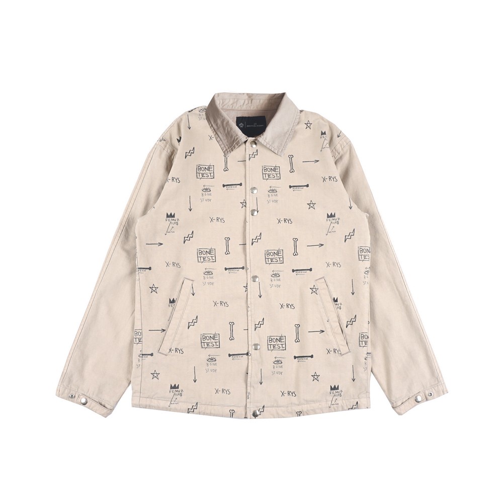 3second x Basquiat Jaket Pria Kerah Overshirt Fullprint Trucker Jacket Crowded Art 040823