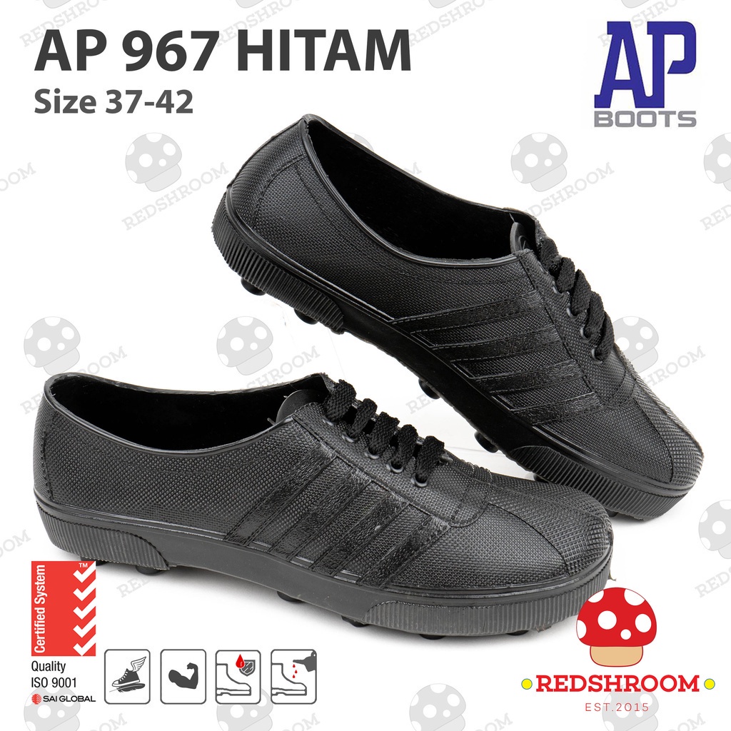 SEPATU BOLA AP 967 HITAM KARET SEPAK BOLA PUL MULTI FUNGSI PETANI BERKEBUN LOKAL LENTUR RINGAN ANTI