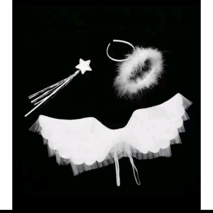 [S18] tulle angel wing set | fairy wing set costume | sayap peri anak dewasa - Putih