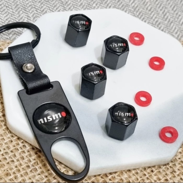 Tutup Pentil Nismo + Gantungan Kunci Nissan Nismo Penutup Pentil Ban ABY27