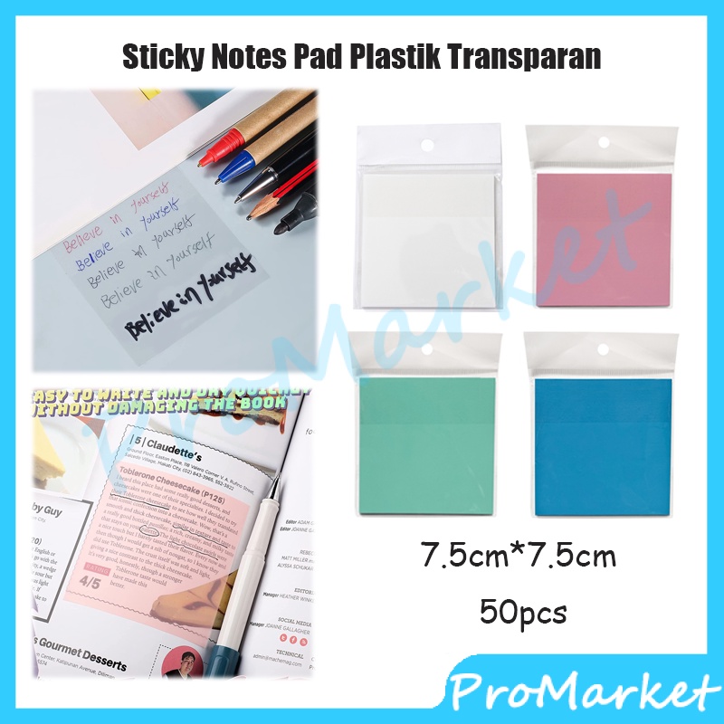 

Sticky Notes Transparan 50 Lembar Anti Air Tahan Air / Transparent Sticky Notes Untuk Sekolah Kantor / Memo Bening Tempel