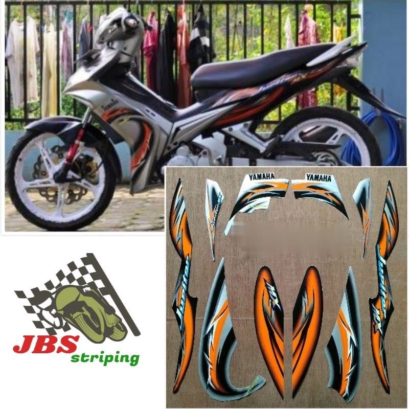 striping  yamaha jupiter mx 135 silver oren tahun 2006 stiker jupiter mx kualitas bagus