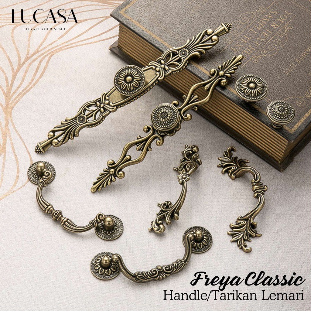 LUCASA Tarikan Laci Lemari Vintage Freya Klasik Tarikan Antik Gagang Pintu Lemari Laci Vintage Antiq