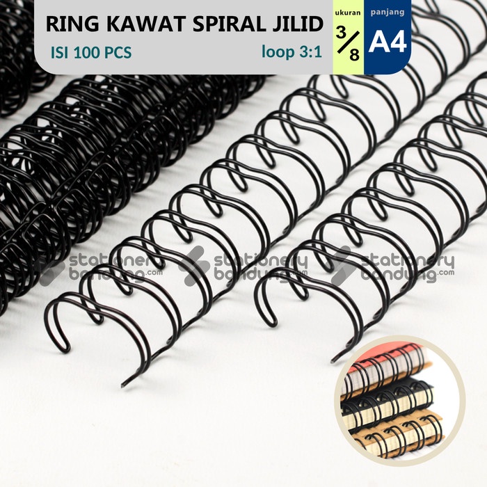 

Ring Kawat Spiral Jilid 3/8 A4 Spiral Wire 3/8 A4 3:1 35Lobang - Hitam