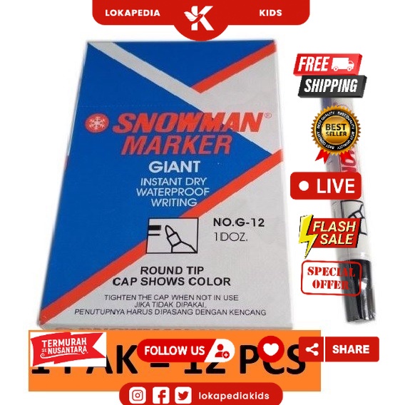 

(12pc) SPIDOL PERMANEN SNOWMAN MARKER G 12 / SEPIDOL PERMANENT AG 12