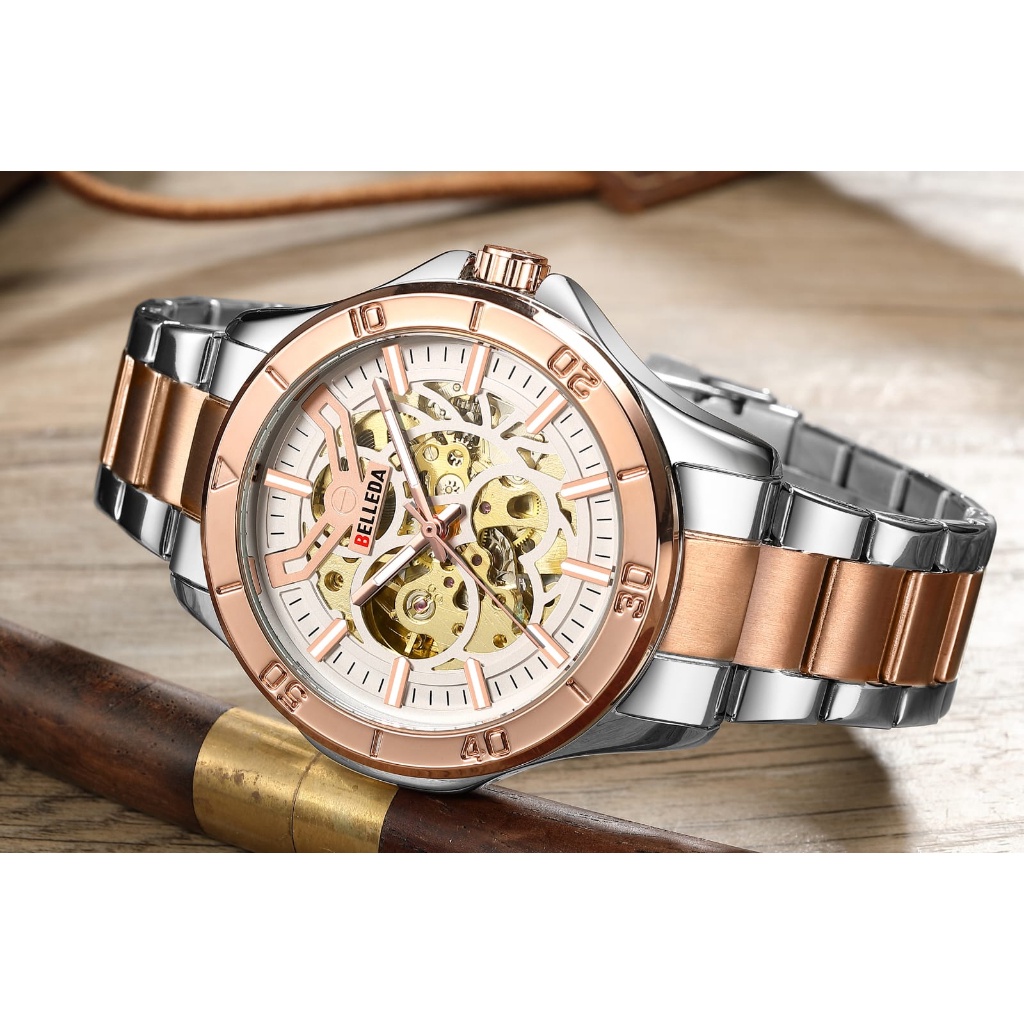 Jam Tangan Pria Belleda 9482 Automatic Original Anti Air Formal Analog Man Watch